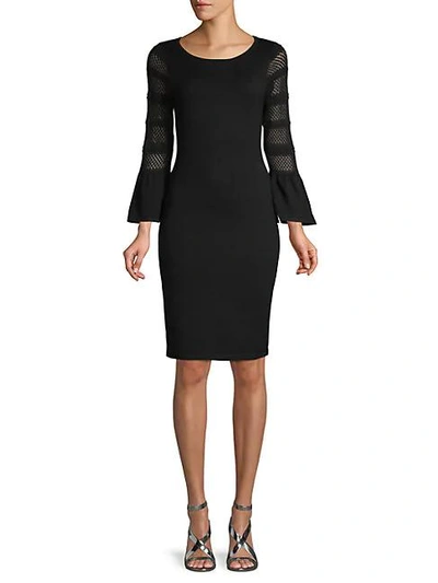 Calvin Klein Bell-sleeve Sheath Dress In Black