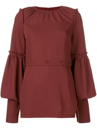 Rokh Panelled Ruffle Trim Blouse In Red