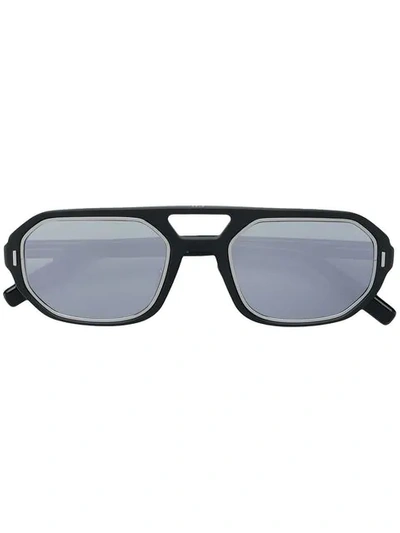Dior Square Mirrored Sunglasses In Black