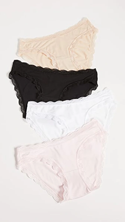 Stripe & Stare Essentials Mix Knicker Box In Black/nude/white/petal Pink