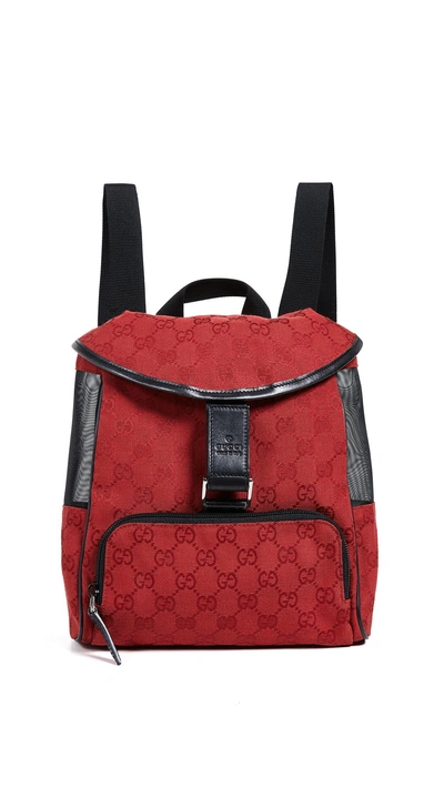 Gucci Canvas Backpack In Red