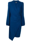 Plein Sud Gathered Detail Midi Dress In Blue