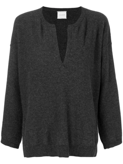 Fine Edge V-neck Jumper In Grey