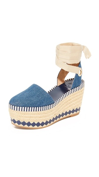 Tory Burch Espadrille Wedges In Blue