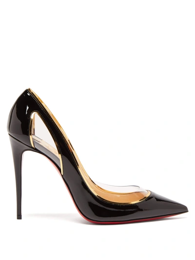 Christian Louboutin Cosmo 100 Metallic-trimmed Pvc And Patent-leather Pumps In Black