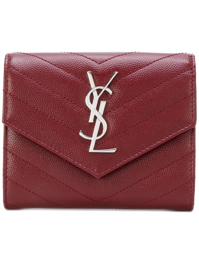 Saint Laurent Tri-fold Compact Wallet - Red