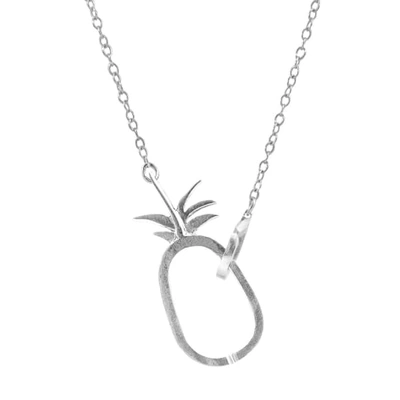 Anchor & Crew Tropical Pineapple Link Paradise Silver Necklace Pendant