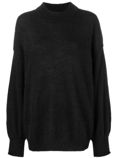Fine Edge Oversized Turtleneck Sweater In Black