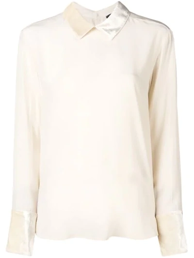 Antonelli Velvet Collar Blouse In Neutrals