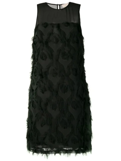 Michael Michael Kors Feather Embroidered Shift Dress In Black