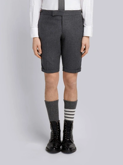Thom Browne Seamed Elastic Stripe Skinny Wool Shorts In Grey