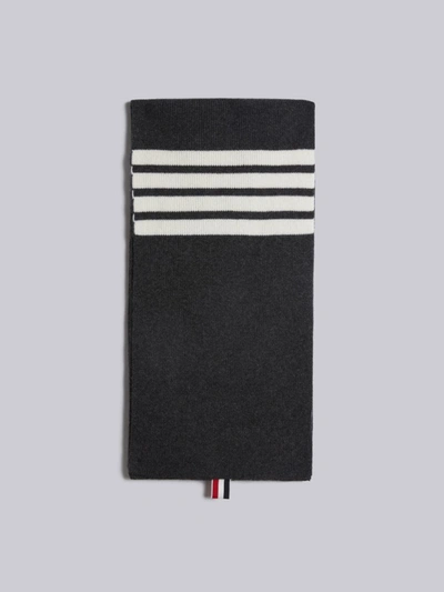 Thom Browne Navy Full Needle Rib 4-bar Stripe Scarf In Grey