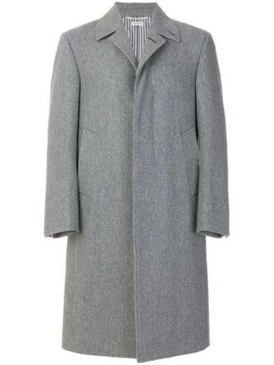 Thom Browne Classic Single-breasted Melton Wool Overcoat In Grey