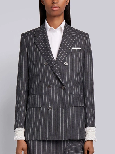 Thom Browne Chalk Stripe Sport Coat In Grey