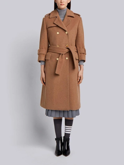 Thom Browne Camel Hair Double-breasted Trench Coat In Neutrals