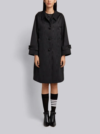 Thom Browne Moire Tracee Bow Back Overcoat In Black