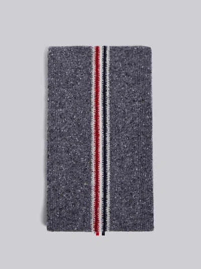 Thom Browne Striped Tweed Jersey Scarf In Grey