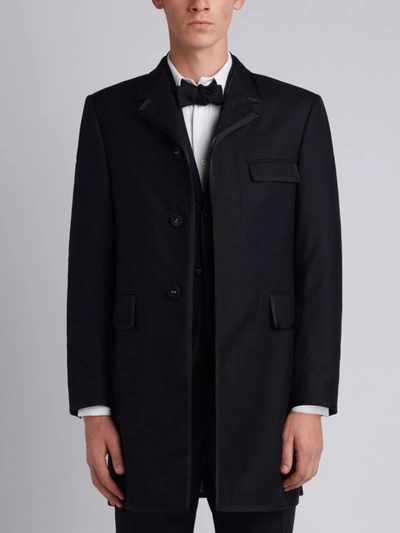 Thom Browne 3-ply Mohair Chesterfield Overcoat In Black