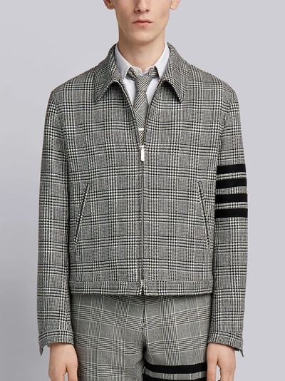 Thom Browne Prince Of Wales Check Woven Golf Jacket In Black