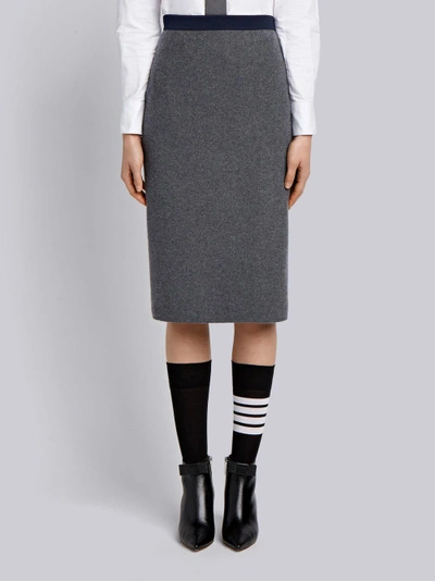 Thom Browne Vertical Stripe Wool Pencil Skirt In Grey