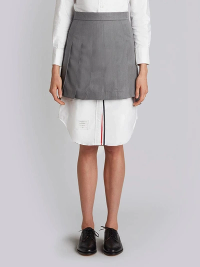 Thom Browne Pleated Mini Skirt In Grey