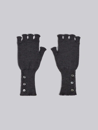 Thom Browne Fingerless Wool Gloves In Grey