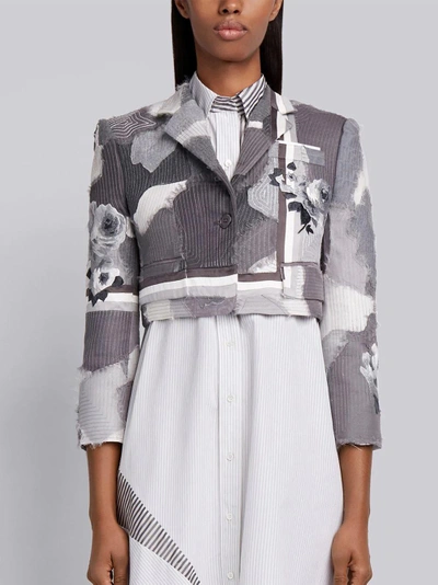 Thom Browne Patchwork Intarsia Sport Coat In Grey