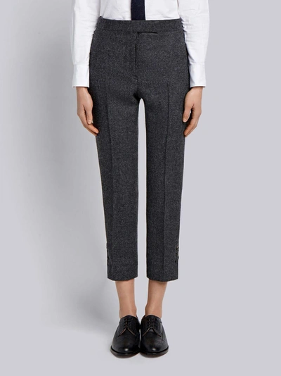 Thom Browne Button Vent Pintuck Shetland Wool Trouser In Grey