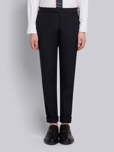 Thom Browne Low Rise Skinny Side Tab Trouser In 2 Ply Fresco In Blue