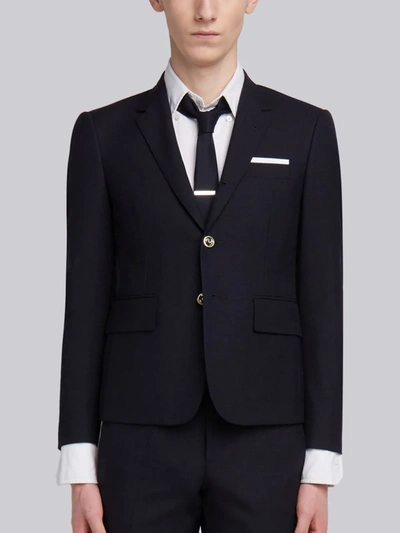 Thom Browne High Armhole Single Breasted Sport Coat In 2-ply Fresco In Blue