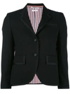 Thom Browne Classic Single Breasted Sport Coat With Wristwatch Applique & Combo Lapel In Super 120's Twill In Black
