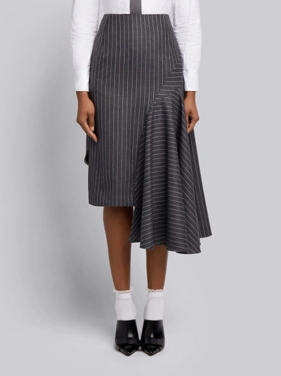 Thom Browne Draped Chalk Stripe Skirt In Grey