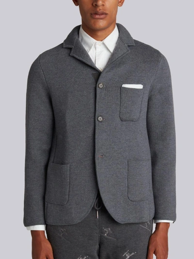 Thom Browne Double-knit Wool Sport Coat In Grey