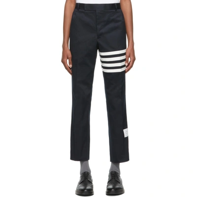 Thom Browne Navy Unconstructed 4-bar Seamed Chino Trousers