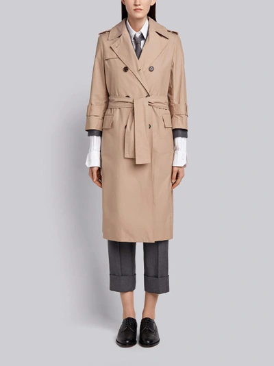 Thom Browne Reflective Tech Double-breasted Trench Coat In Neutrals