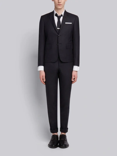 Thom Browne Tonal Grosgrain Cavalry Twill Suit In Grey