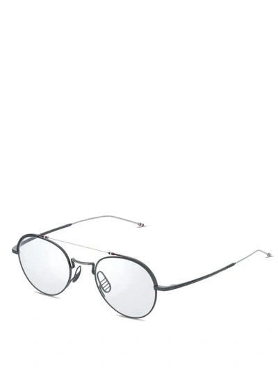 Thom Browne Eyewear Black Iron & Silver Glasses