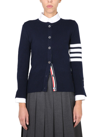 Thom Browne 4-bar Stripe Cardigan In Blue