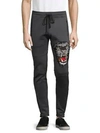 Robin's Jean Graphic Embroidery Side Zip Jogging Pants In Grey