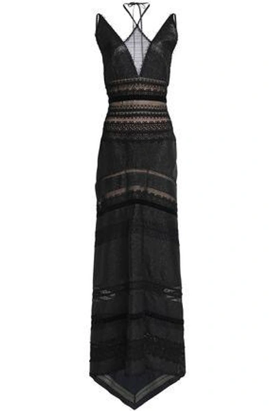 Roland Mouret Woman Paneled Cotton-blend Lace Gown Black