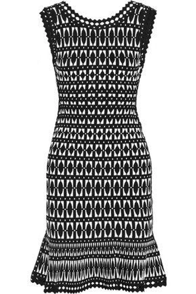 Herve Leger Hervé Léger Woman Fluted Jacquard-knit Dress Black