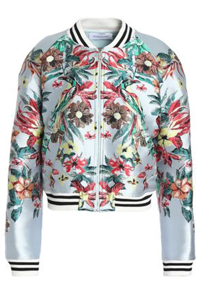 Zuhair Murad Woman Silk-blend Jacquard Bomber Jacket Sky Blue