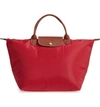 Longchamp 'medium Le Pliage' Top Handle Tote - Red