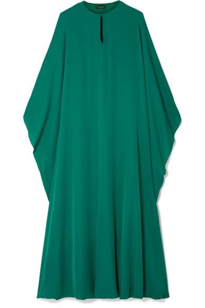 Reem Acra Draped Silk-georgette Midi Dress In Emerald