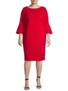 Calvin Klein Bell Sleeve Sheath Dress In Red