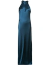 Galvan Halterneck Gown In Blue