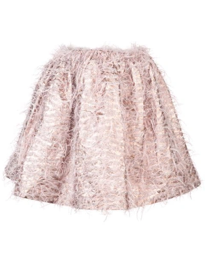 Jourden Flared Shredded Short Skirt - Pink