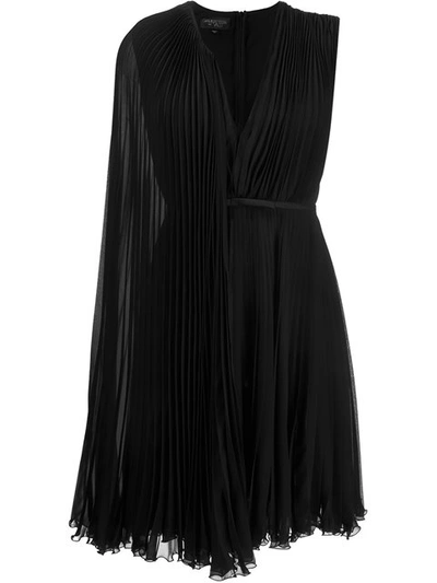 Giambattista Valli Pleated One-shoulder Cape Silk Dress | ModeSens