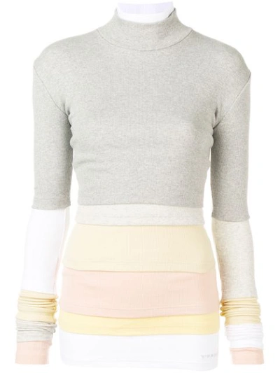 Y/project Colour-block Fitted Top In Grey