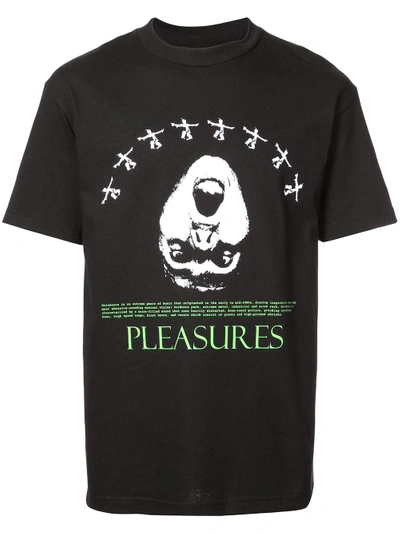 Pleasures Logo Print T In Black